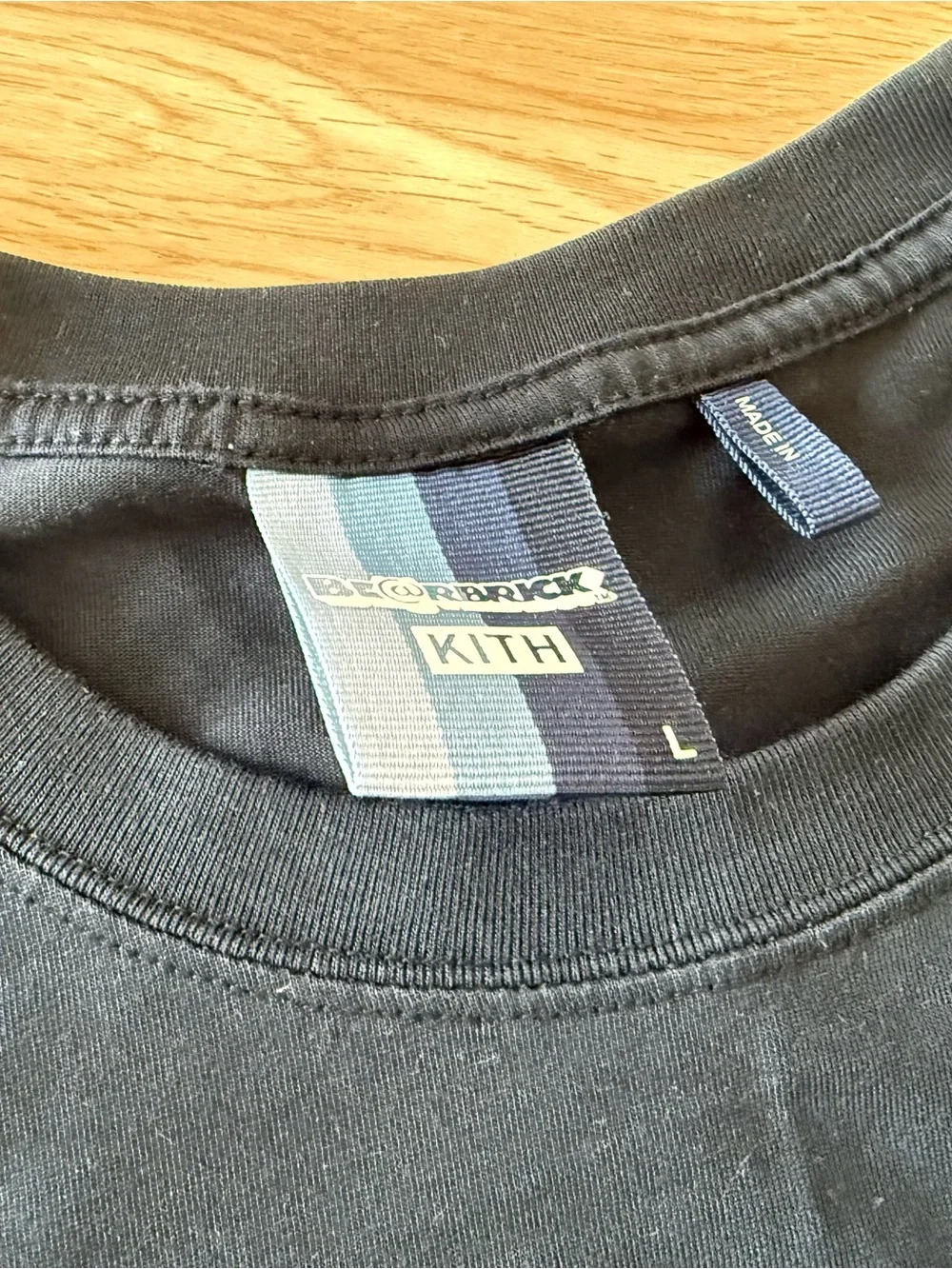 Kith Black Crewneck Tee with Striped Neck Tag - Picture 3 of 4
